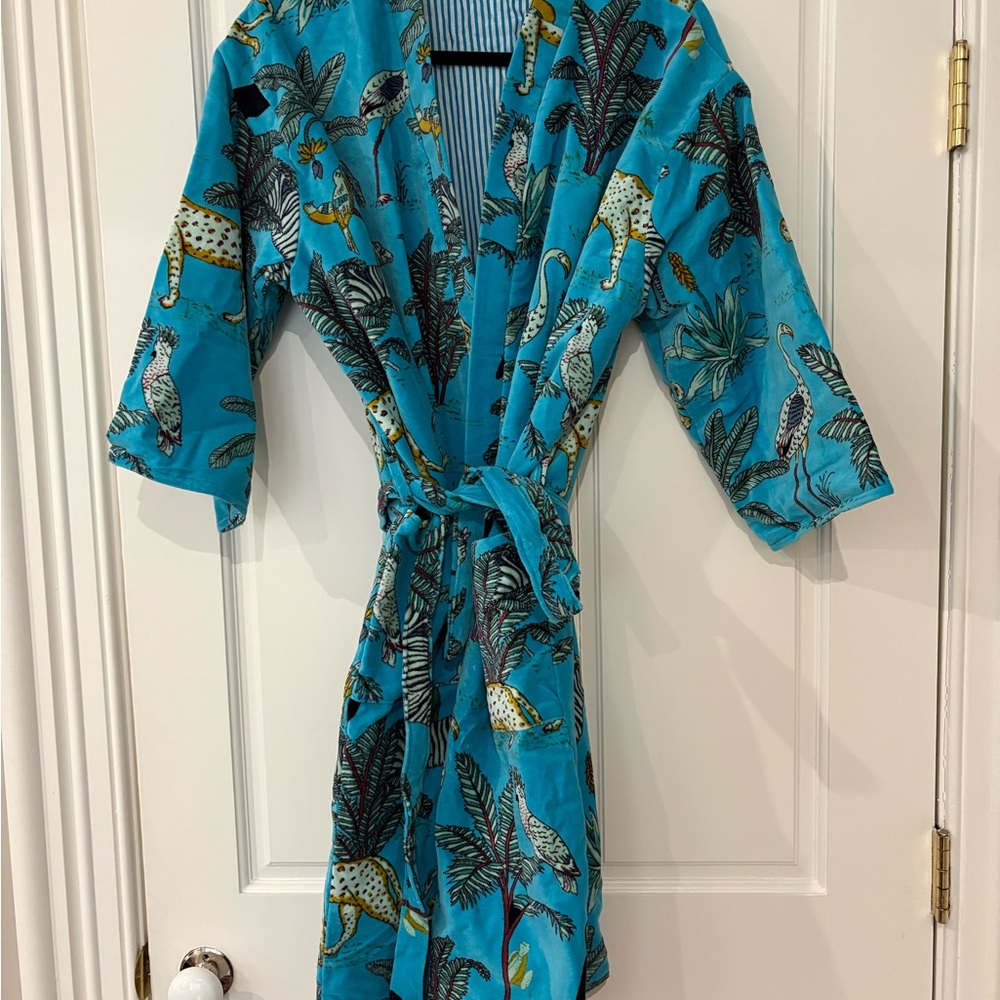 Blue Animal Print Robe